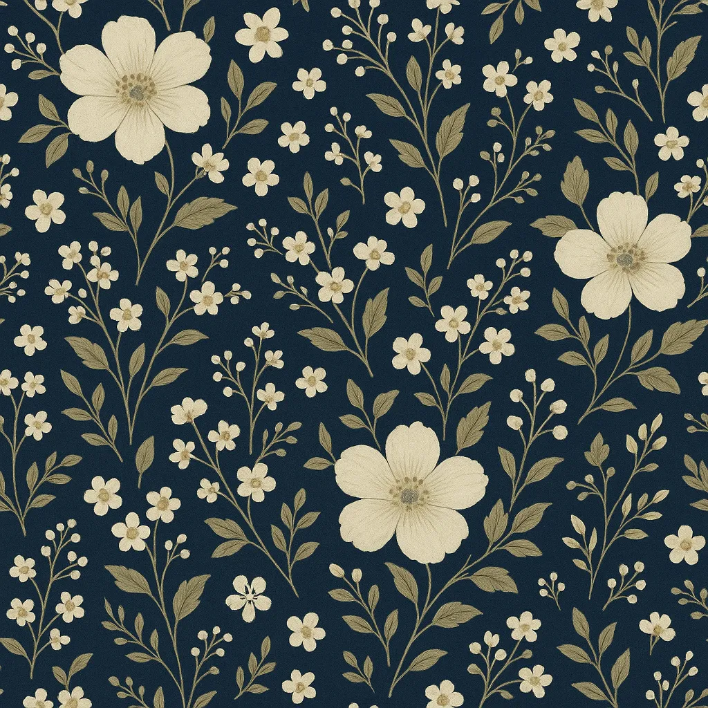 Papier peint Motif floral Bleu nuit